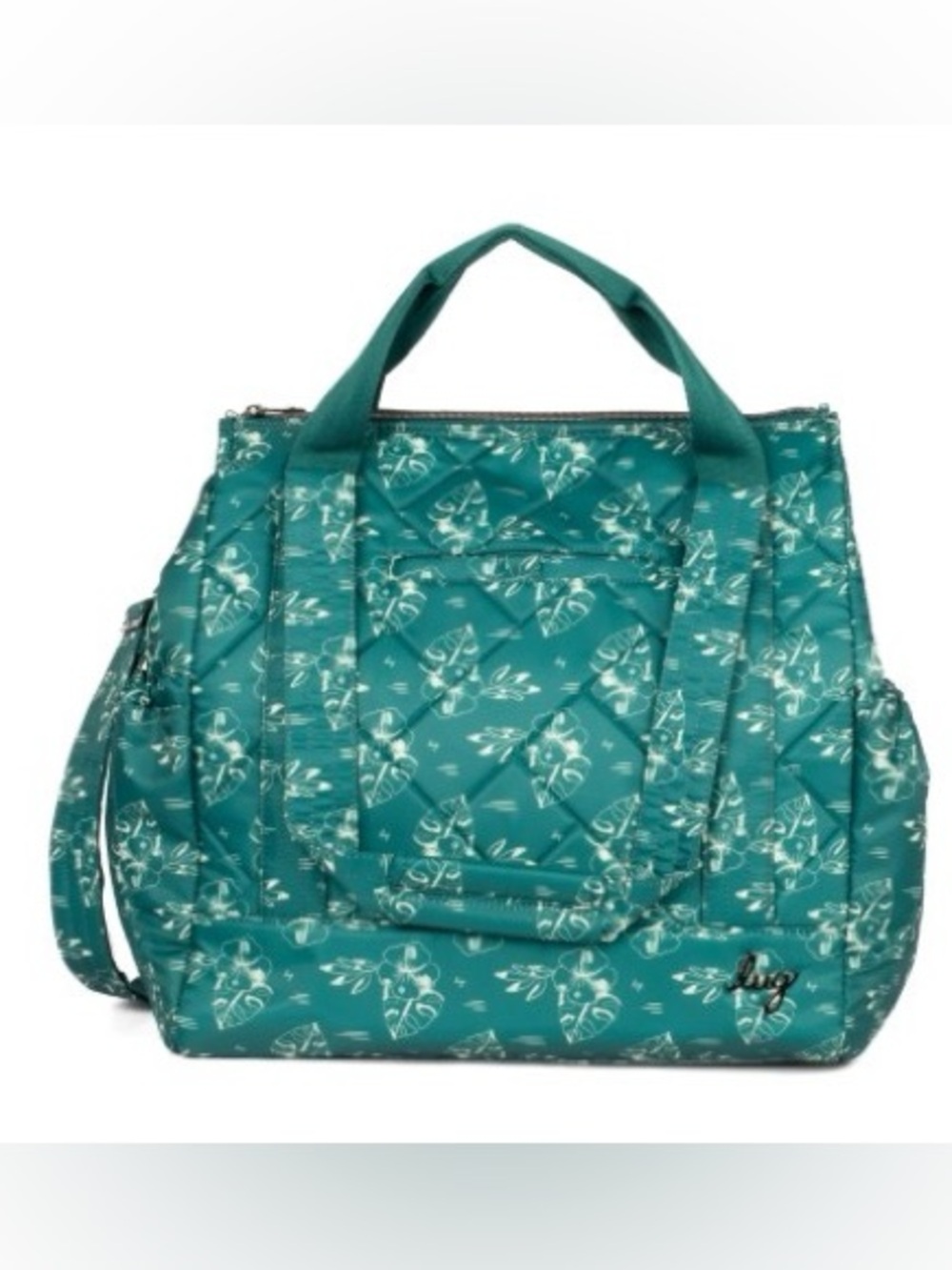 Lug Kerstin Lindquist Baby Yacht Carry-All Zip-Top Tote Aloha Outline Teal Green
